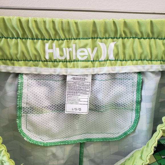 ❌SOLD❌Hurley Green Pattern Swim Short, Sz L - Picture 6 of 7